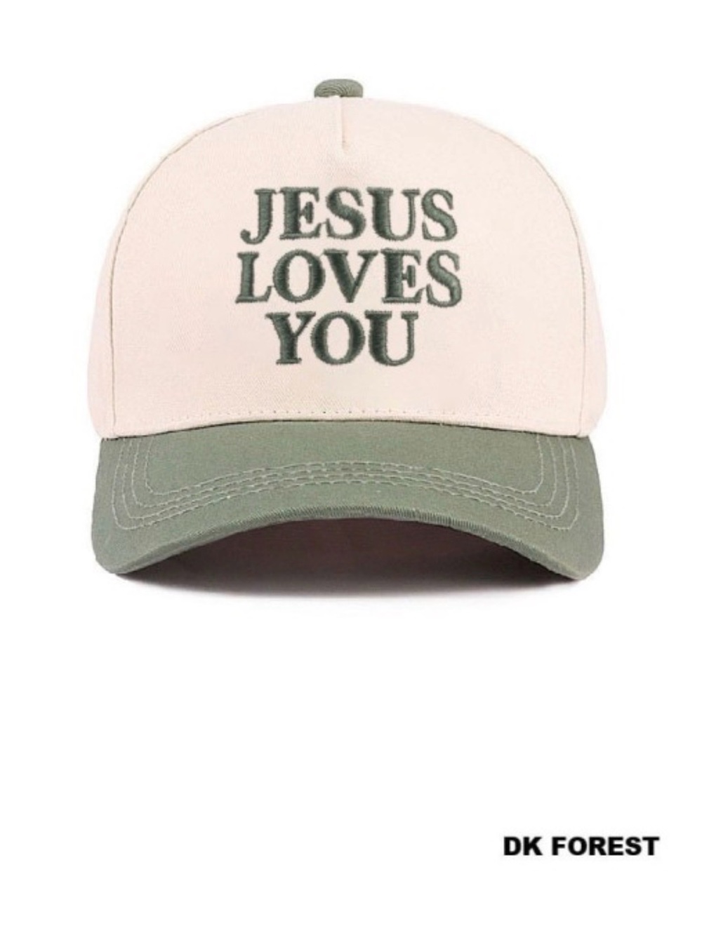 Embroidered 'JESUS LOVES YOU' Two-Tone Baseball Cap